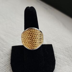 Elegant Gold and Silver Tone Woven Ring